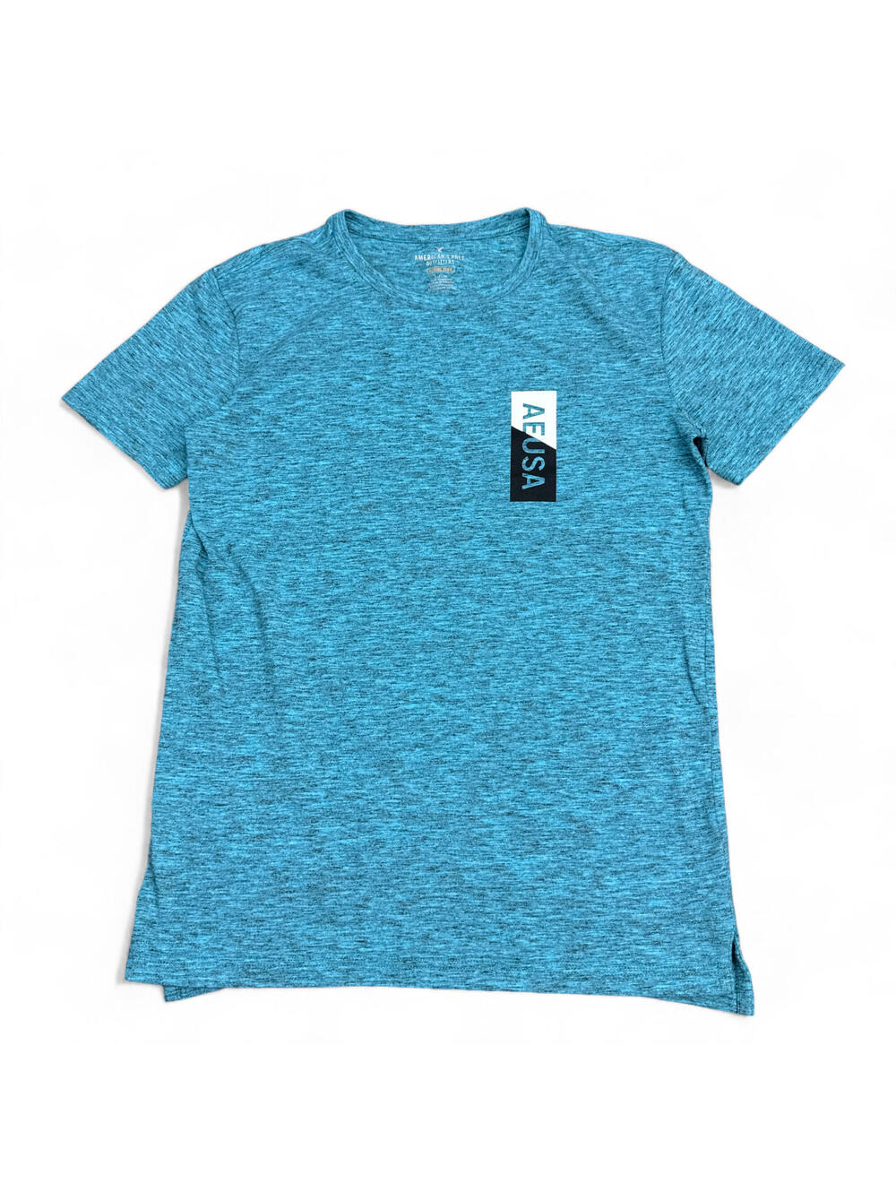 American Eagle Active Flex T Shirt Mens Size Small Heather Blue Crew Neck Logo